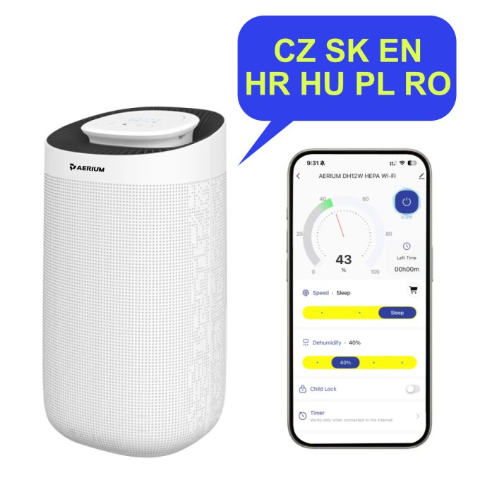 Dezumidificator cu purificator de aer AERIUM DH12W HEPA Wi-Fi